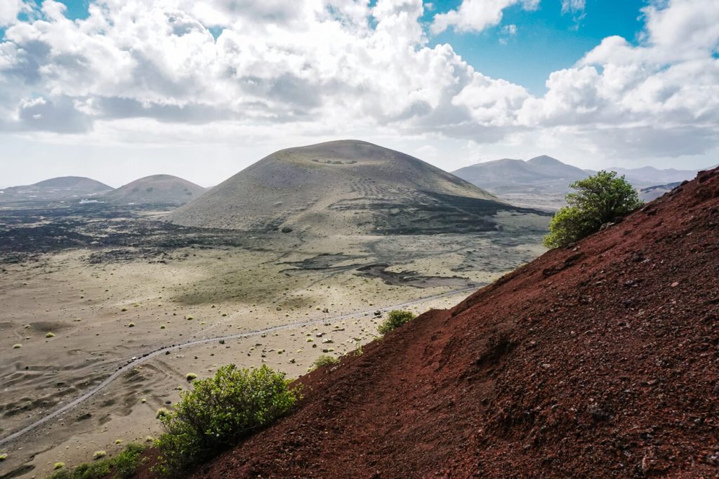 View of Timanfaya National Park on Lanzarote, where you can make beautiful walks near Volcan el cuervo.