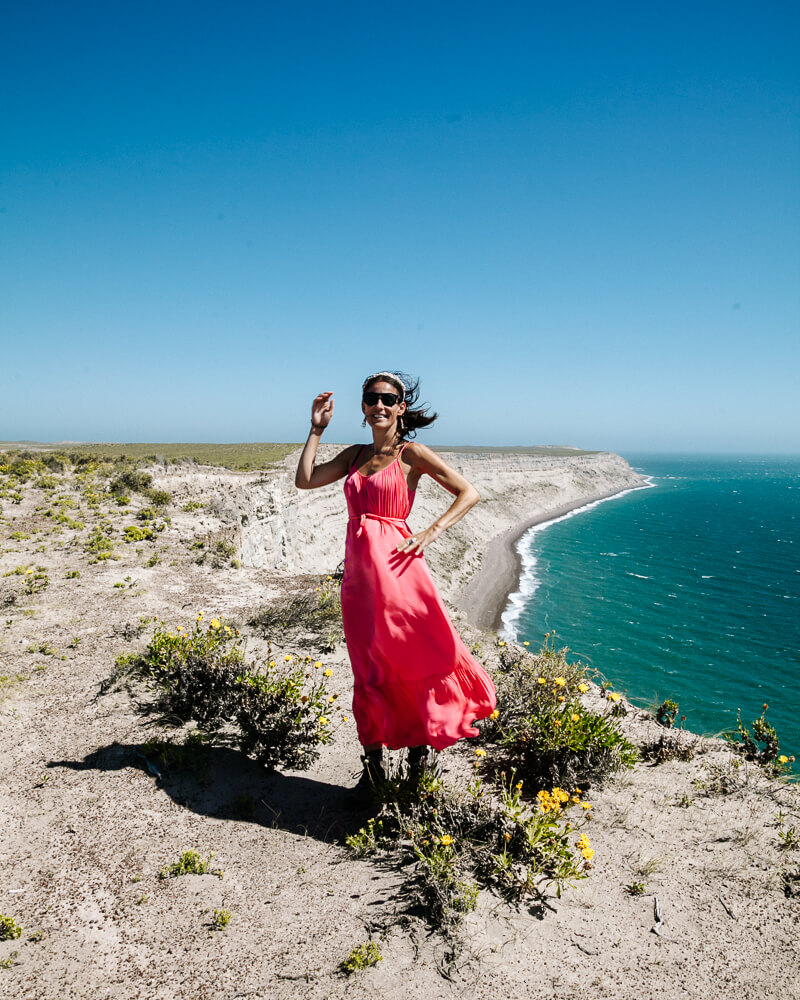 Deborah at Punta Ninfas in Argentina, one of the best things to do in Puerto Madryn.