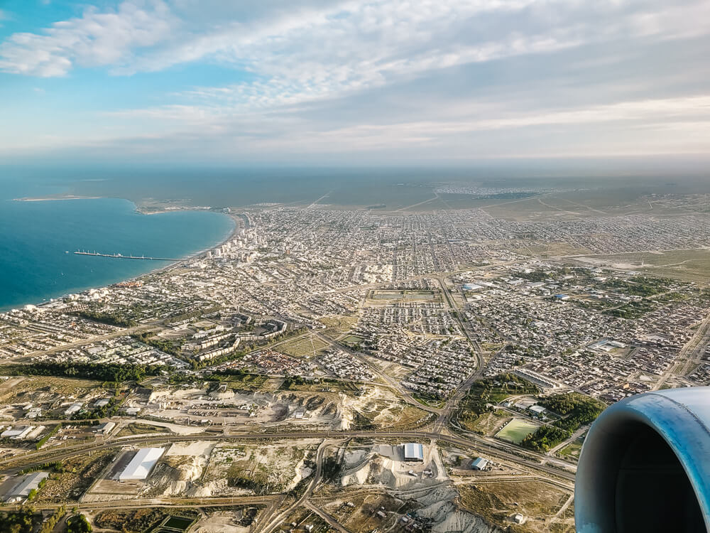 Puerto Madryn and Peninsula Valdes from the air.