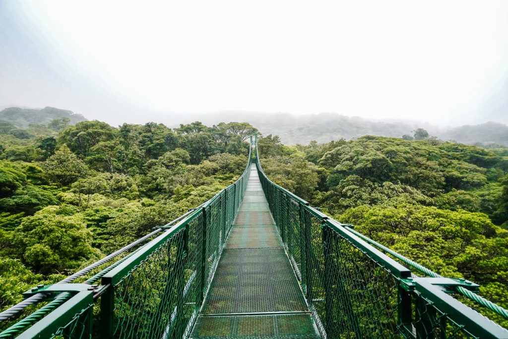 Walking across the suspension bridges in Monteverde is one of the fun things to do in Costa Rica.