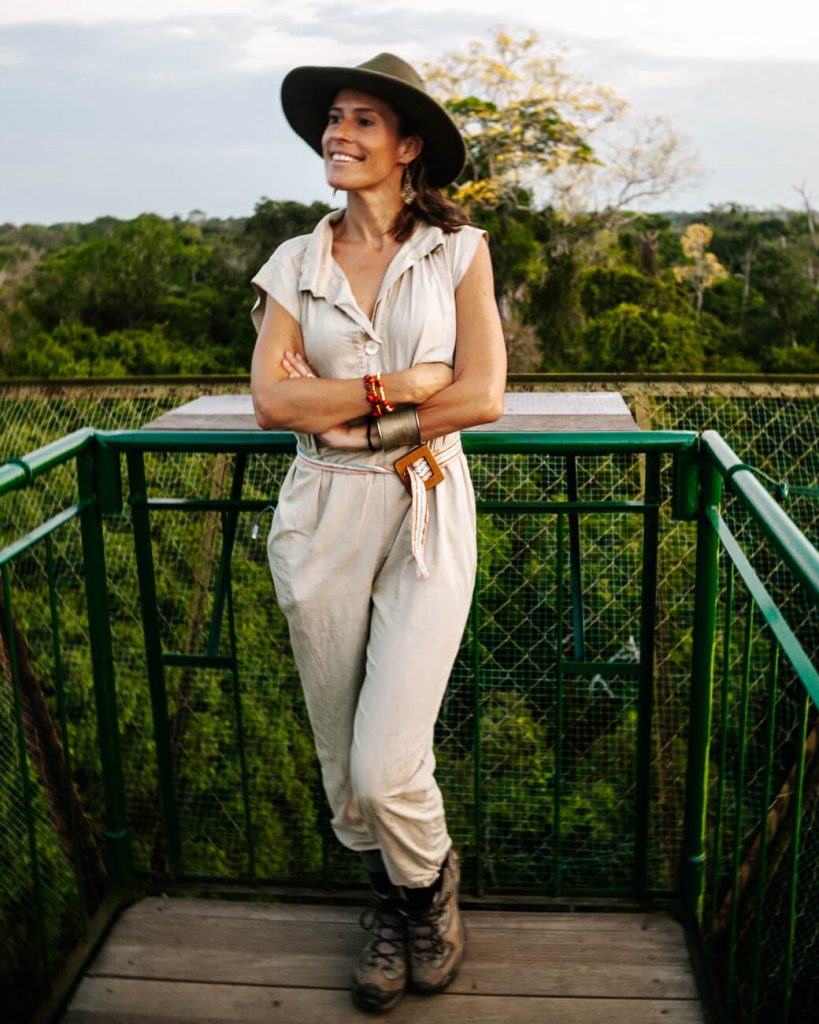 Deborah at viewpoint near Refugio Amazonas - jungle lodge Tambopata Peru by Rainforest Expeditions