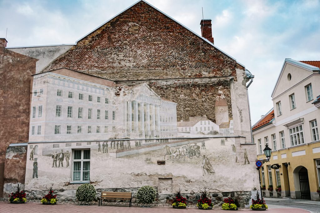 nice old mura at university building of Tartu Estonia