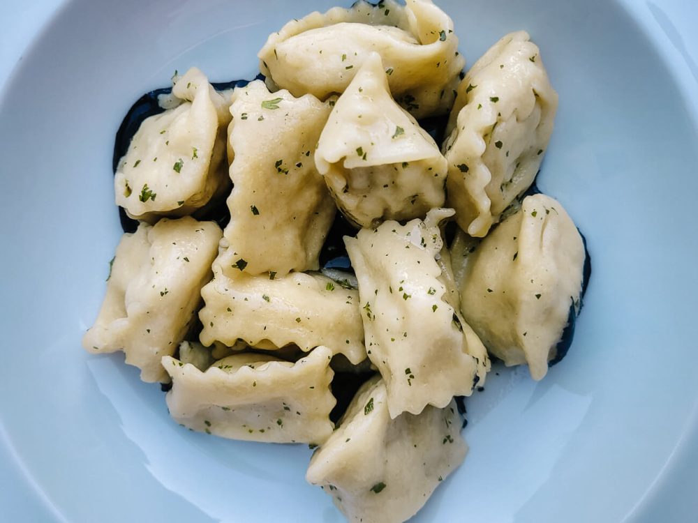 ravioli with fish in restaurant Osteria Pozze in Locarno 