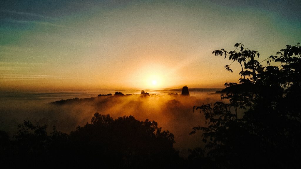 view of temple 4 during Tikal sunrise tour