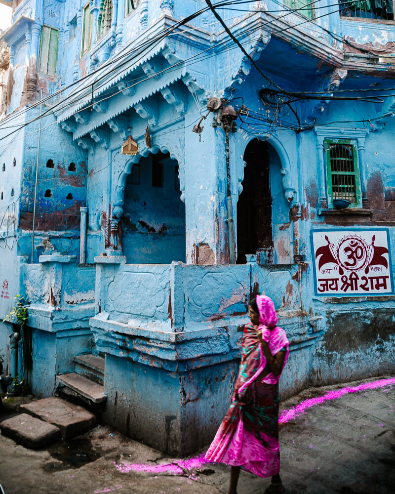 You can still find most of the blue houses in the Brahmapuri district, the old town west of the fort in Jodhpur India.