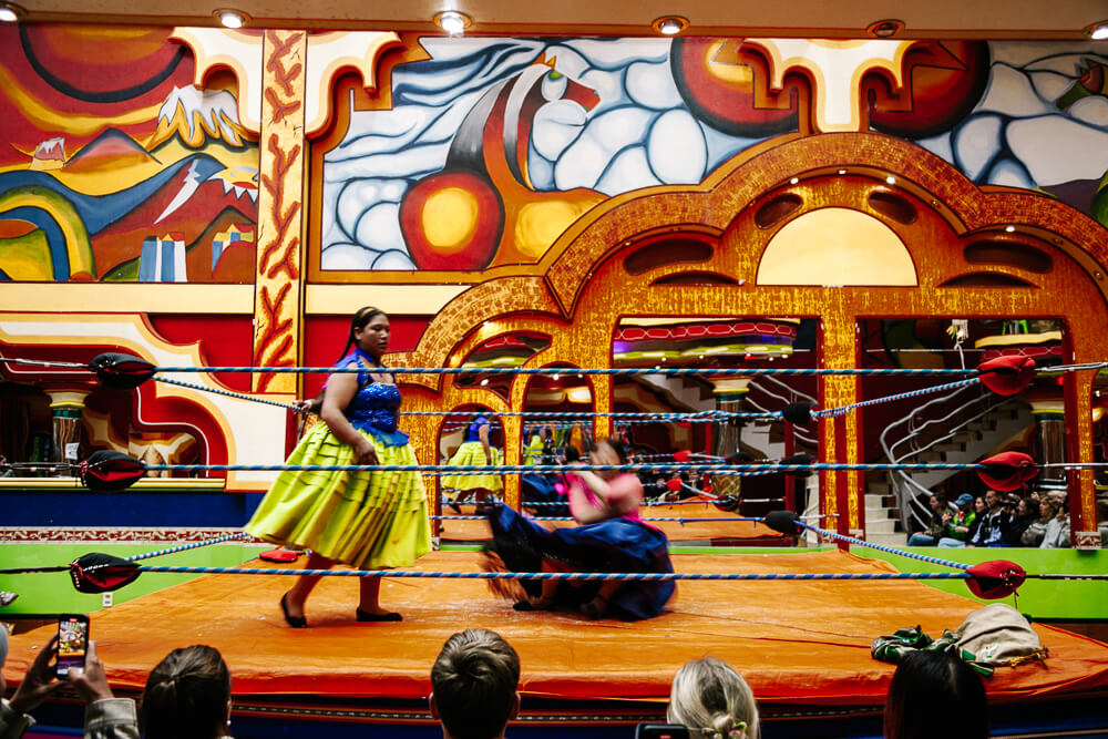 The Fighting Cholitas are a group of female wrestlers who perform weekly in El Alto, a suburb of La Paz, Bolivia.