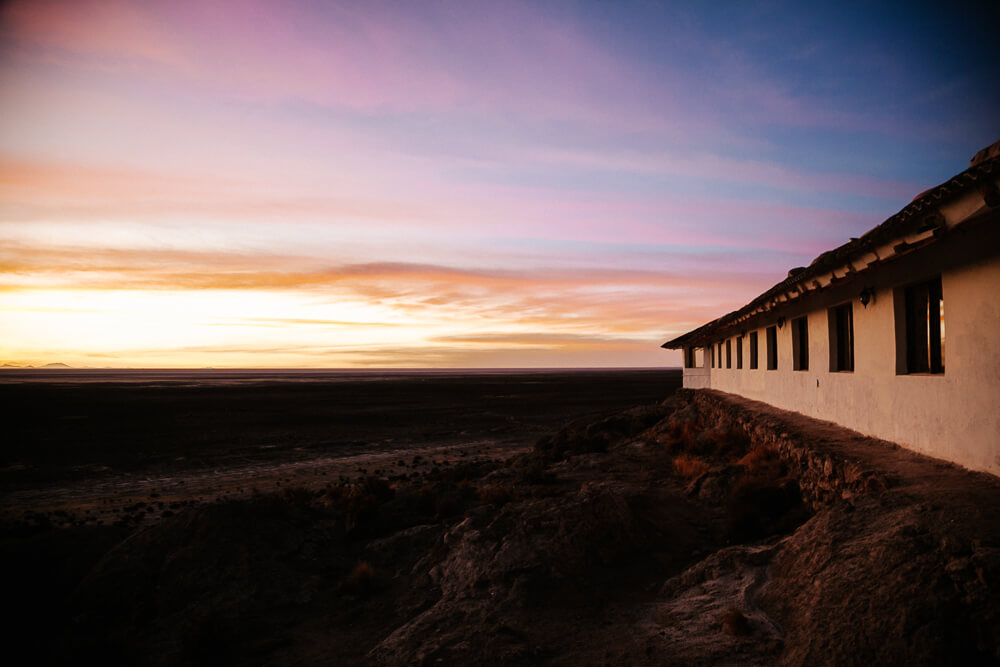 Luna Salada is a hotel made of salt, located on the edge of the Salar de Uyuni.