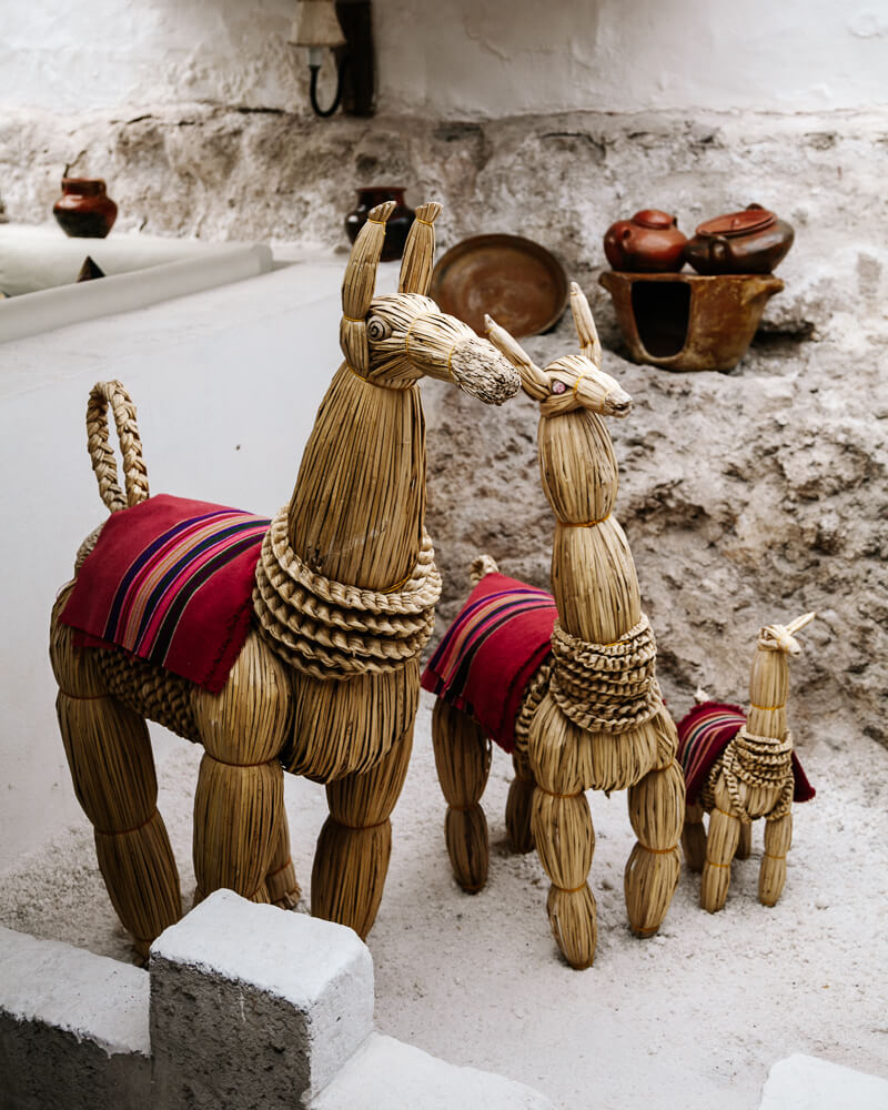 Llamas made from totora reed.