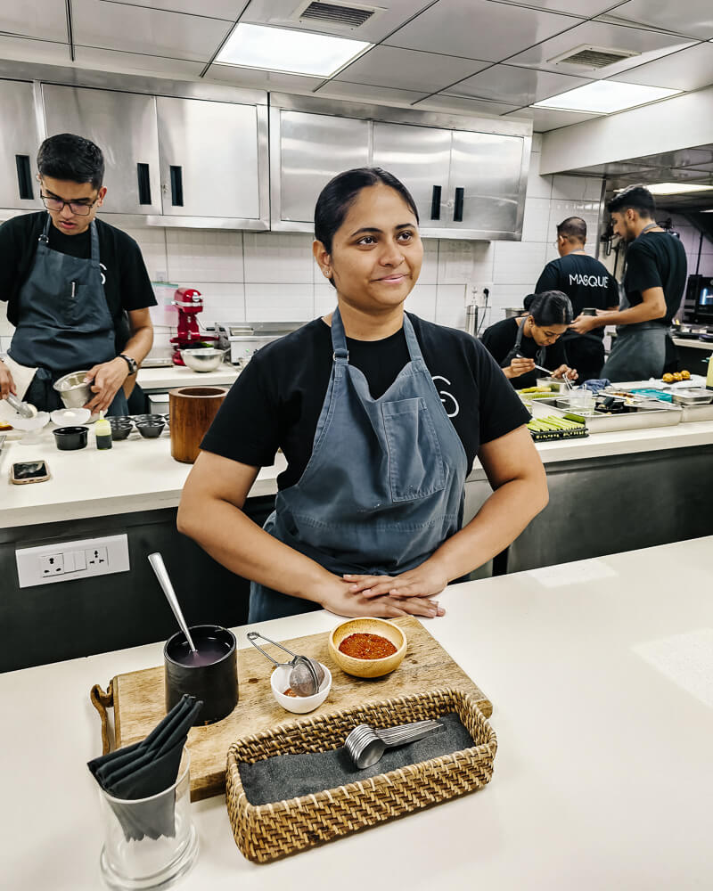 During a ten-course menu at Masque you are introduced to the different flavors from India, including an invitation to the kitchen.