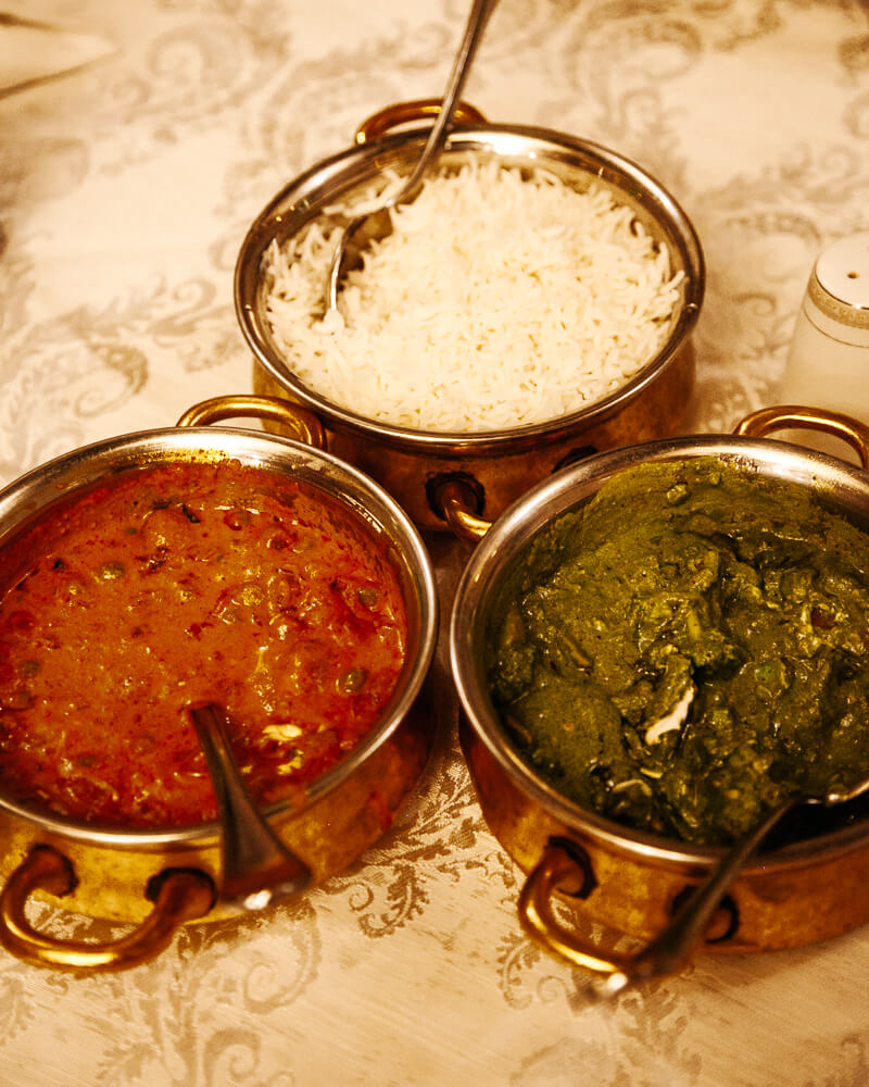 Indian food in restaurant.