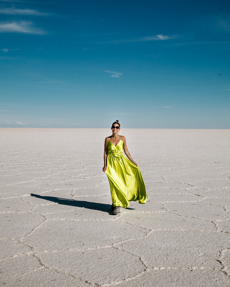 El Salar de Uyuni in Bolivia behoort met een afmeting van 10,582 km2 tot een van de grootste zoutvlaktes ter wereld.