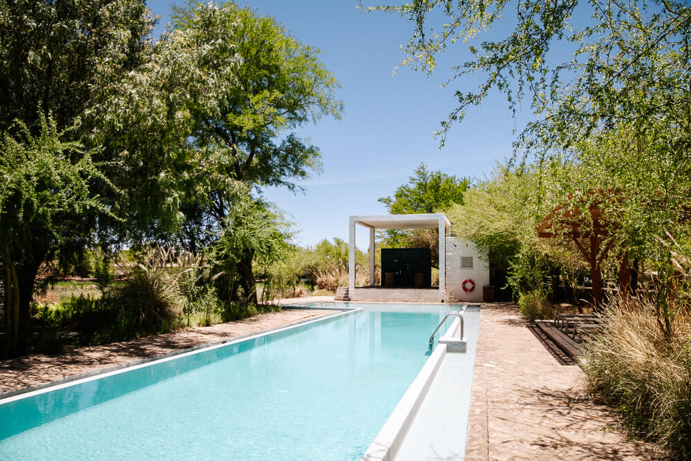 Several beautifully landscaped walking paths take you through the unique Atacama vegetation to the spa complex of the Explora Atacama lodge. 