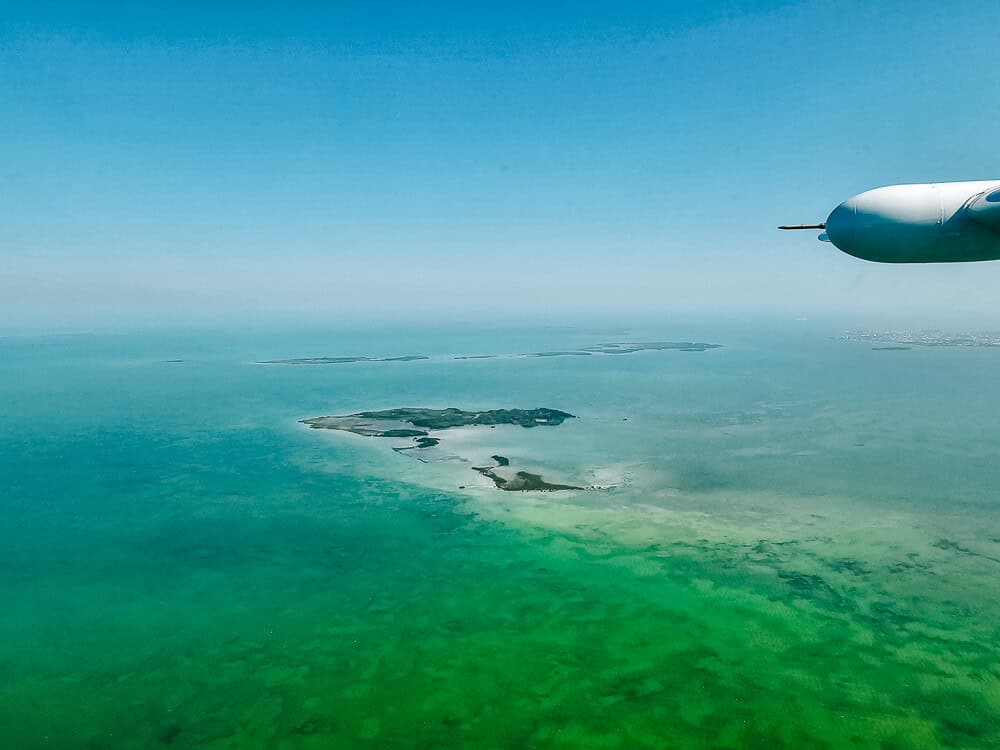 View of Belize Barrier Reef from above.