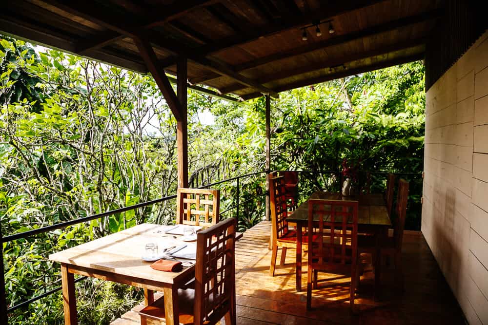 Restaurant bij Hamadryade Lodge Ecuador.