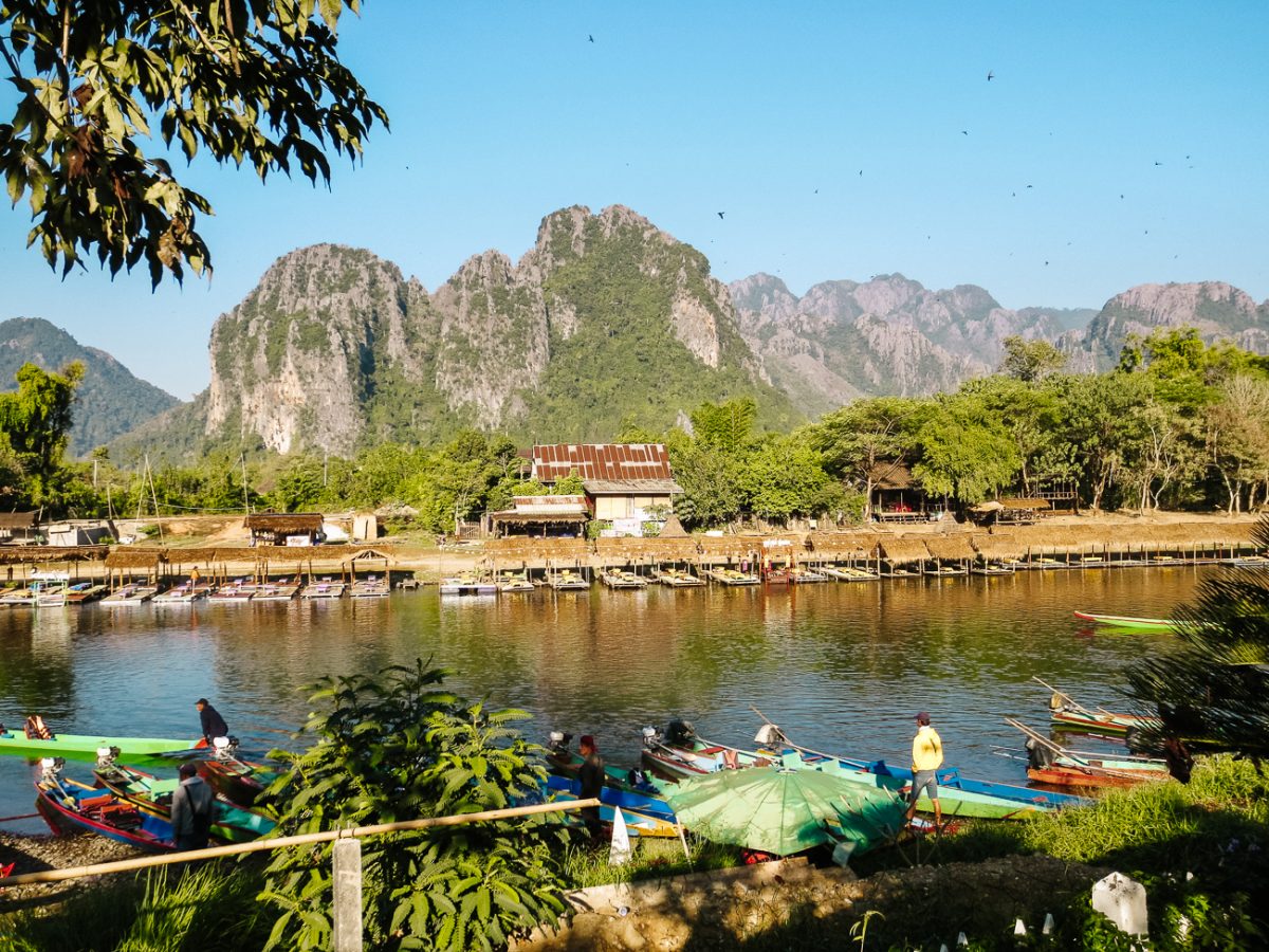 There are many outdoor activities and things to do in Vang Vieng in Laos such as tubing, rafting and kayaking. 