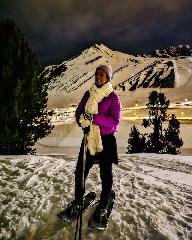 Deborah tijdens sneeuwschoenwandeling in skigebied Kuhtai Oostenrijk.