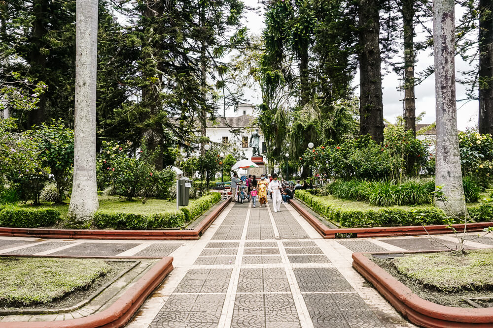 Parque Caldas in Popayán Colombia.