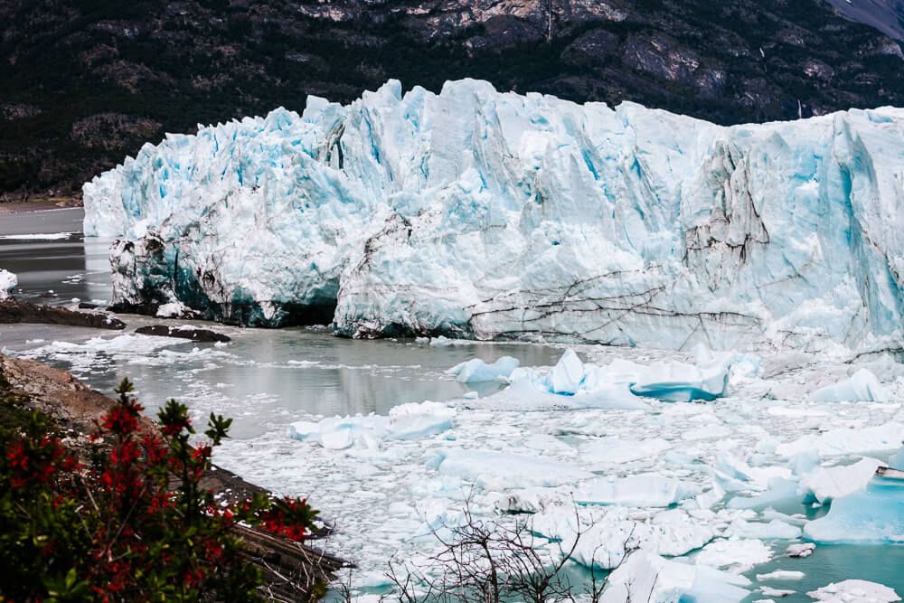 View of the Perito Moreno glacier, one of the top things to do and activities in El Calafate Argentina.