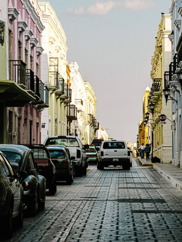 Gekleurde huizen in Campeche.