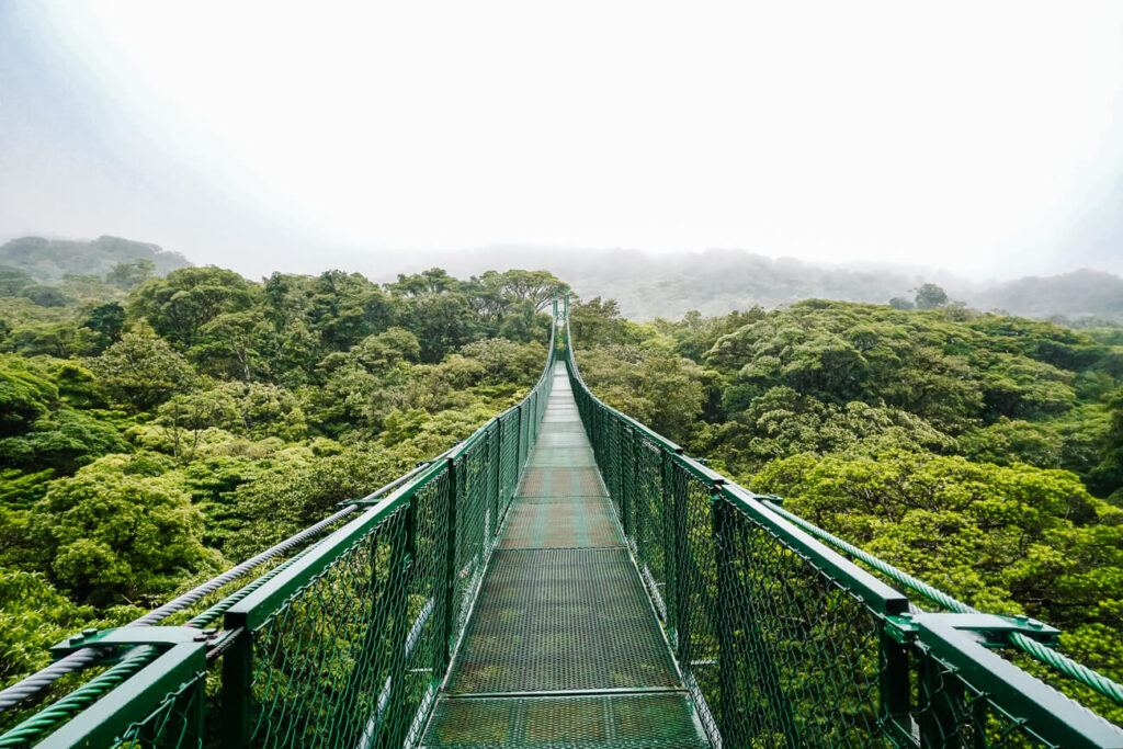 over de hangbruggen lopen in Monteverde is een van de leukste dingen om te doen en top bezienswaardigheden van Costa Rica