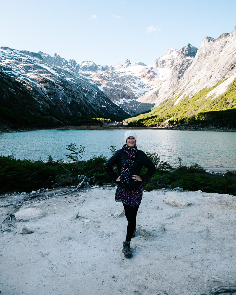 Deborah bij Laguna Esmeralda.